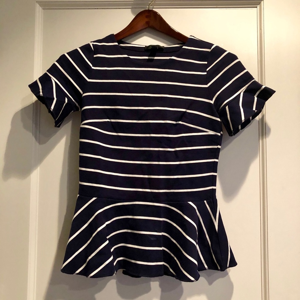 J. Crew Striped Structured Peplum Top